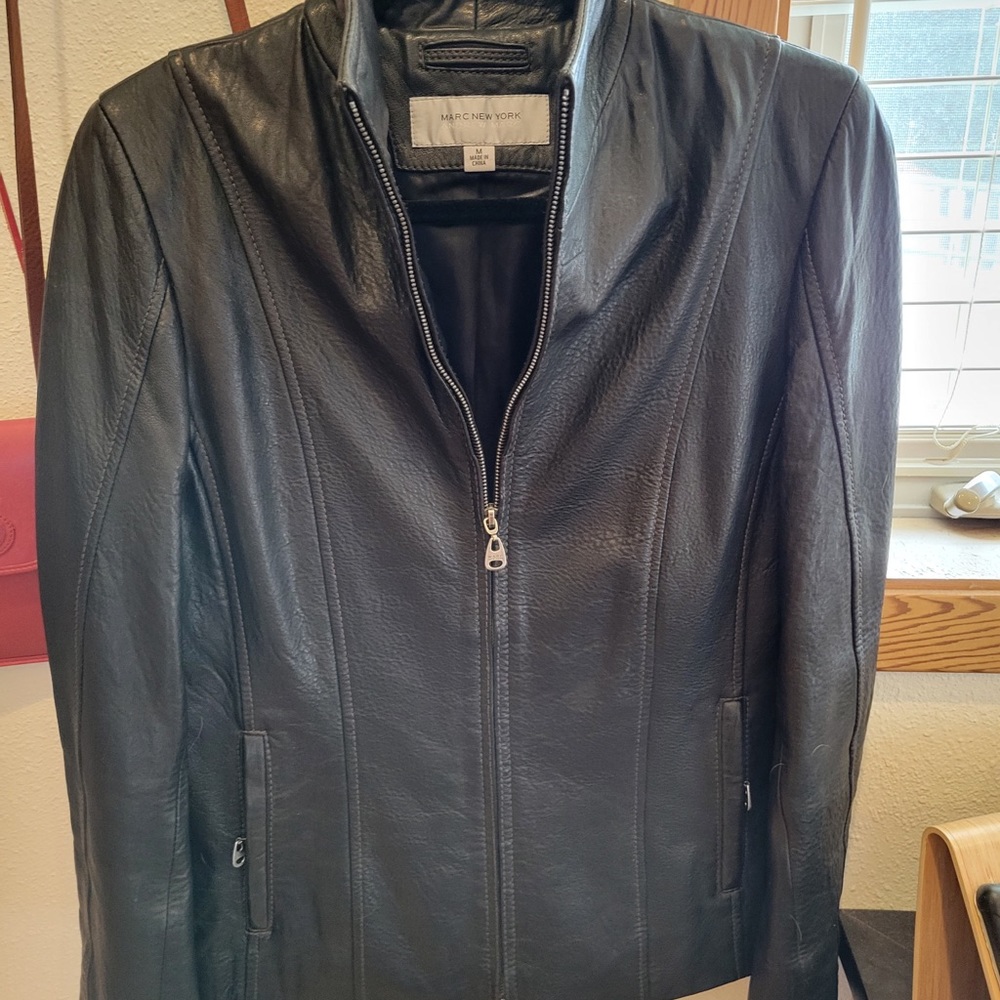 Marc New York black leather jacket.  Size M